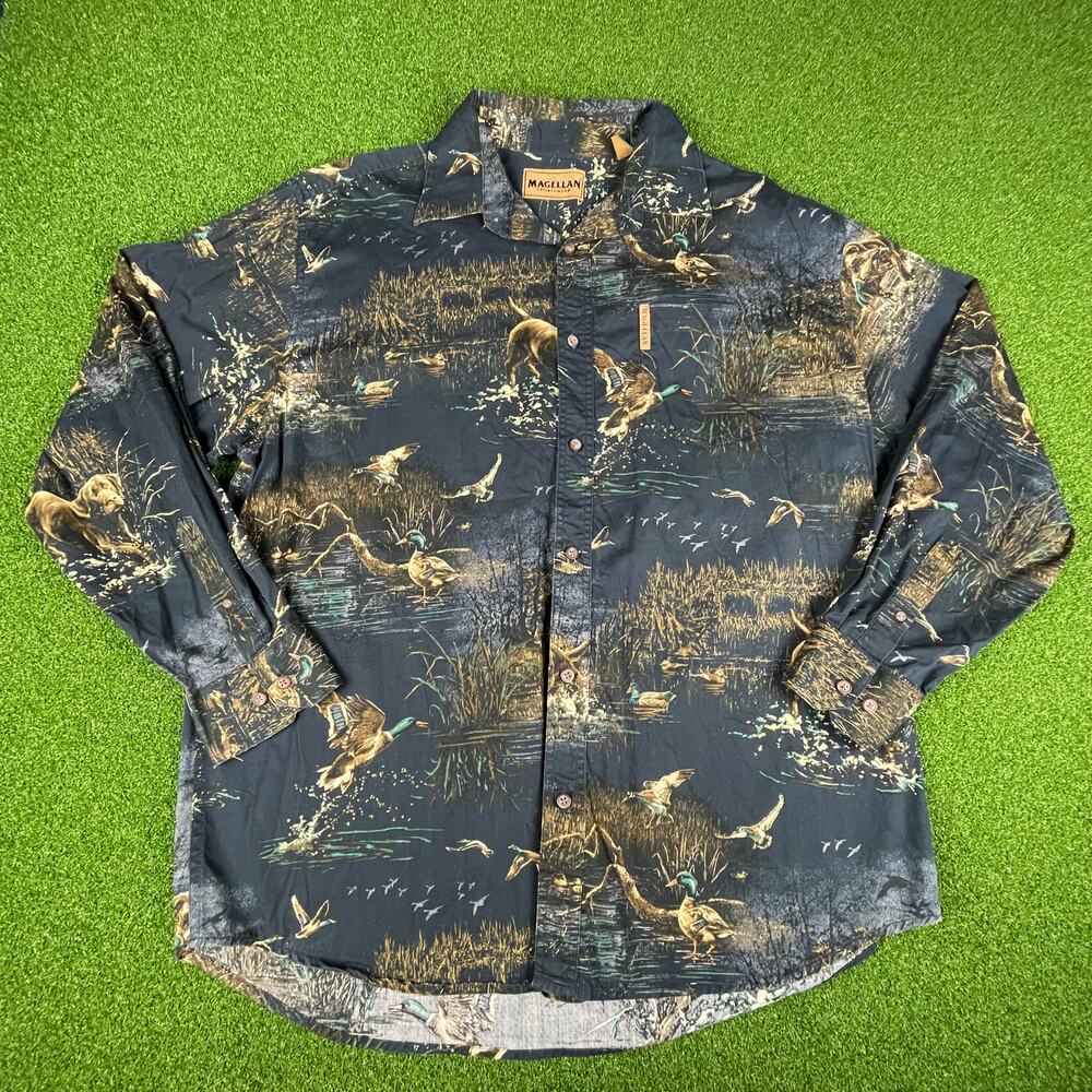Magellan Sportswear Mens Black Duck Hunt Outdoor Long Sleeve Button Up Shirt XL